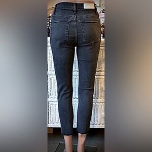 Redone 81% Cotton blend stretchy skinny jeans faded Dusty Charcoal Black size 25